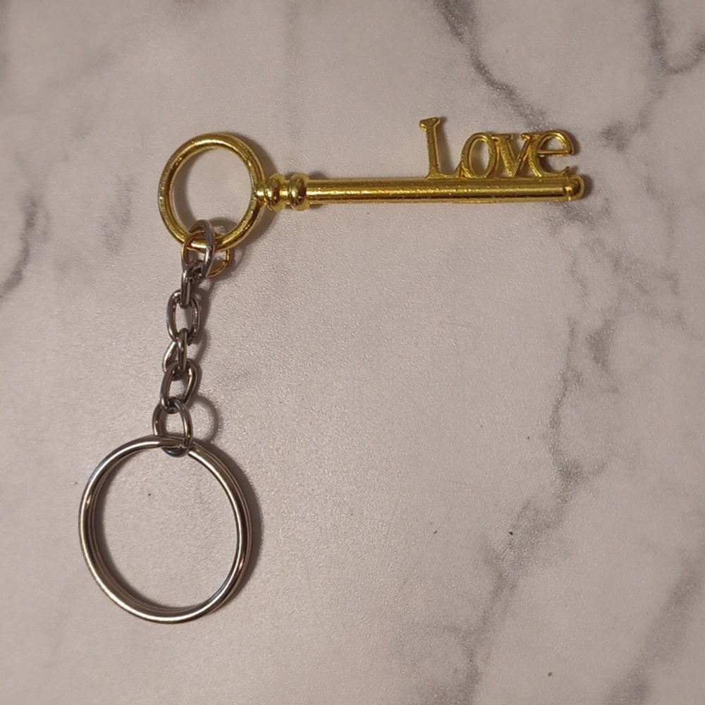 4/$40 New Gold Key "Love" Keychain